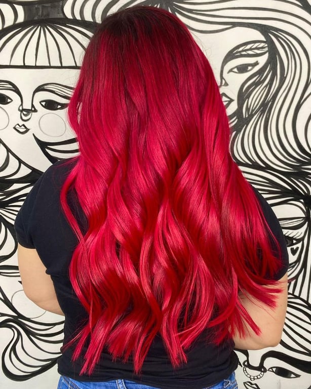 In this image show the, Vibrant Fire Red hairstyles.