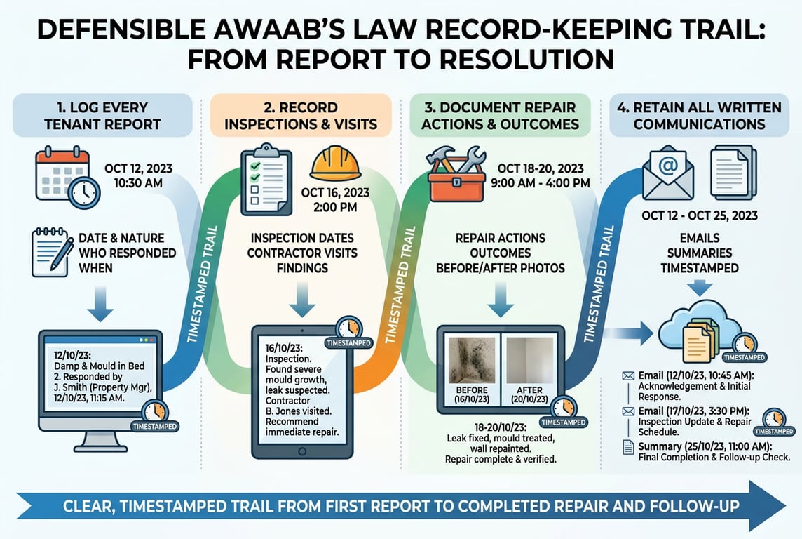 Steps to build a defensible Awaab's Law record-keeping trail