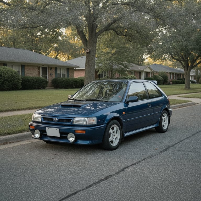 Mazda Familia GT-R (BG) parked on a US suburban street