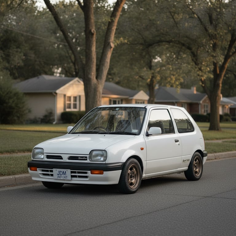 Nissan March Super Turbo (EK10) parked at the side of a US road
