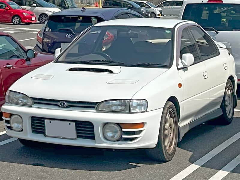 Japanese-market Subaru Impreza WRX sedan with the E-GC8 type designation, front view