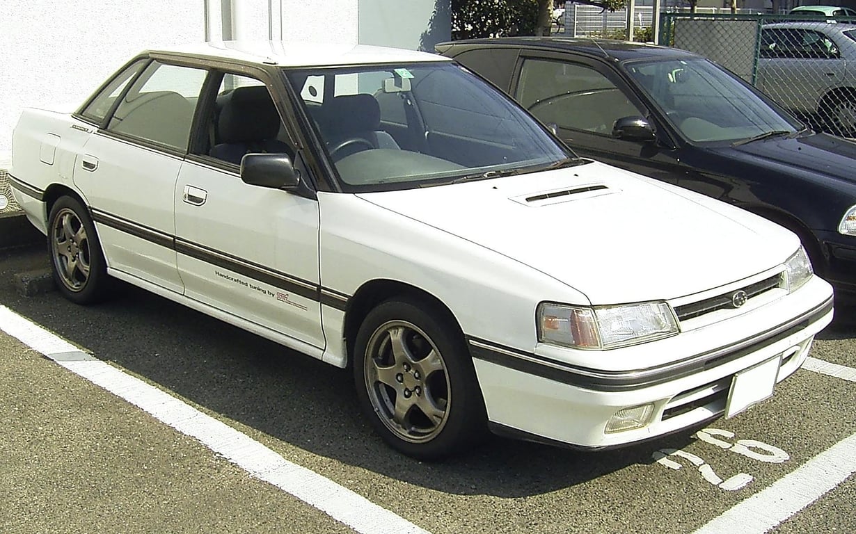 First-generation Subaru Legacy RS sedan, front three-quarter view