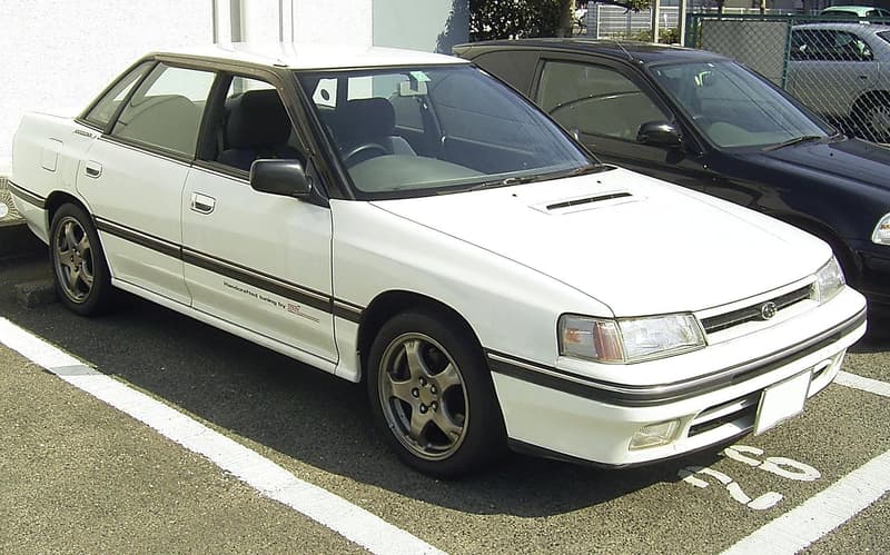 First-generation Subaru Legacy RS sedan, front three-quarter view
