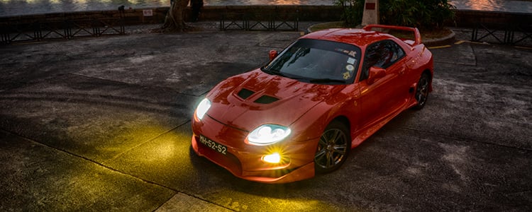 Mitsubishi FTO sport coupe, front three-quarter view