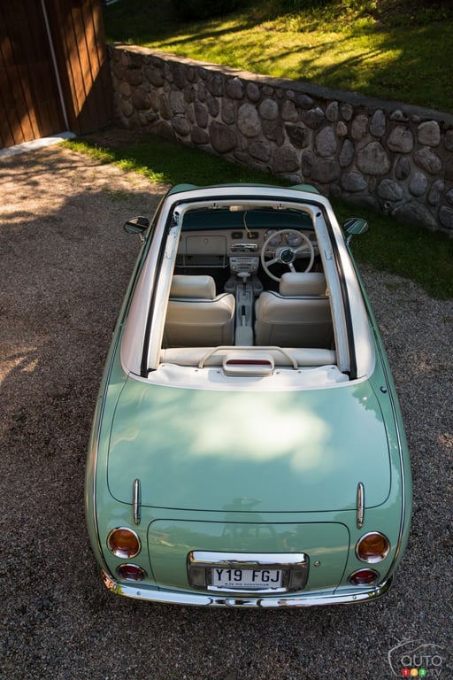 1991 Nissan Figaro side view, soft top up