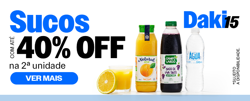 Sucos até 40% OFF na 2ª un!