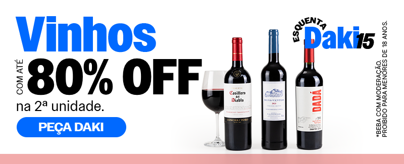 Vinhos até 80% OFF na 2ª un!