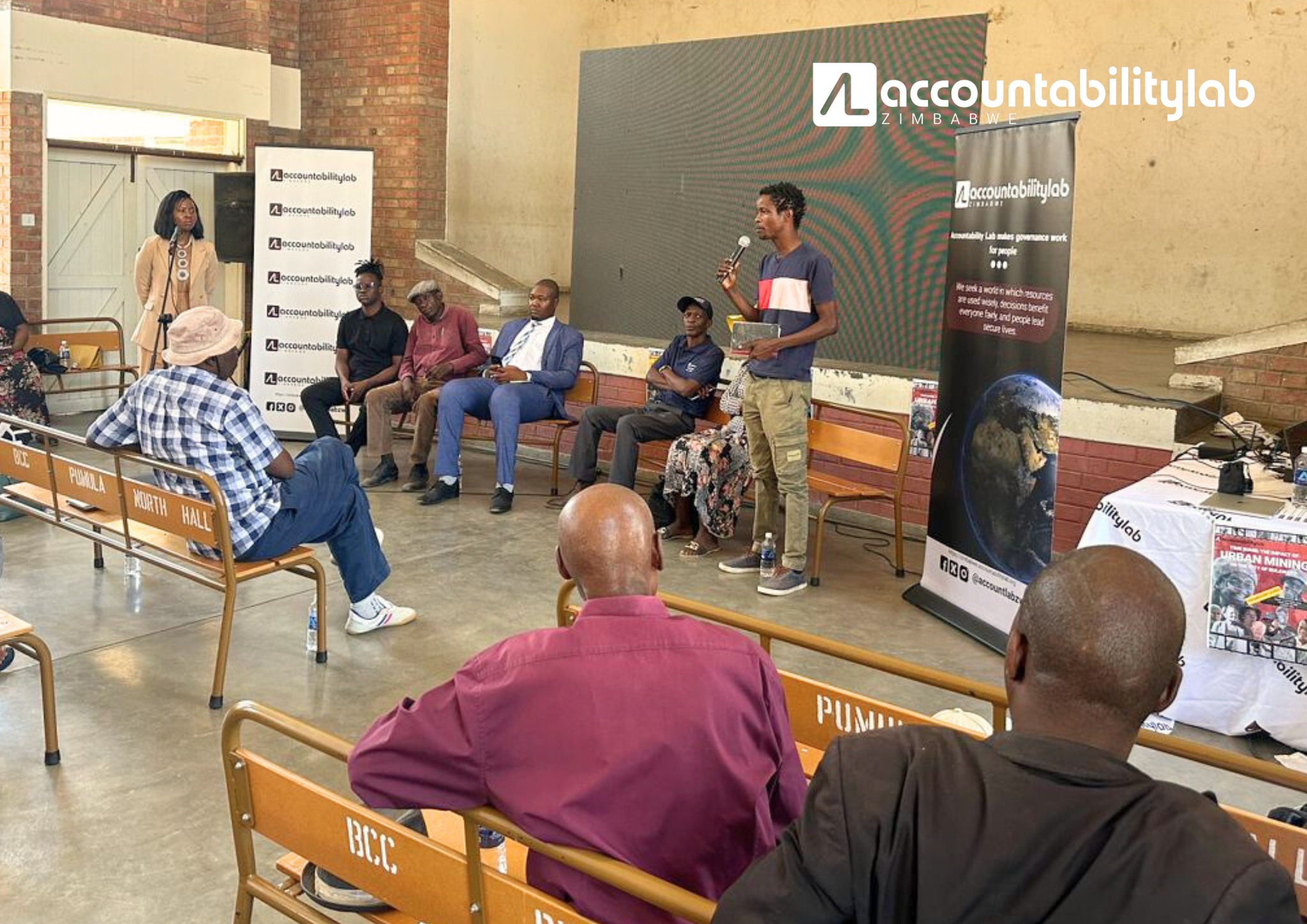 4. Images of duty bearers and Pumula residents watching Time Bomb, followed by a collaborative discussion on co-creating sustainable solutions to the challenges of urban mining