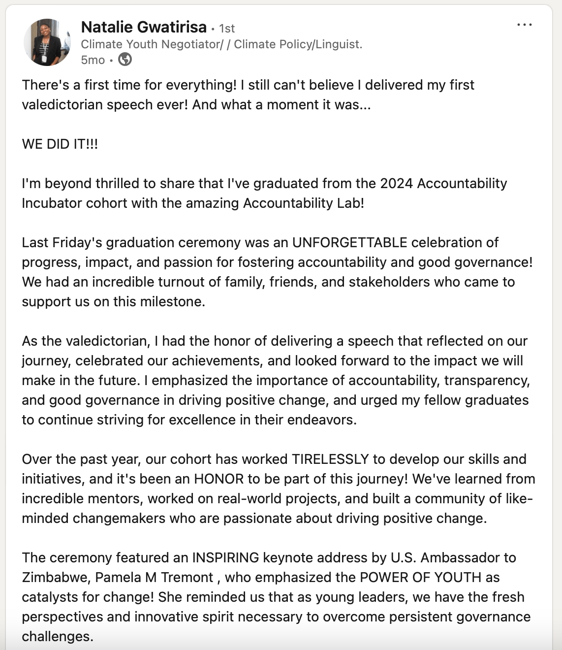 Natalie Gwatirisa_s Post