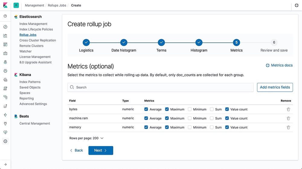 Screenshot of Elasticsearch