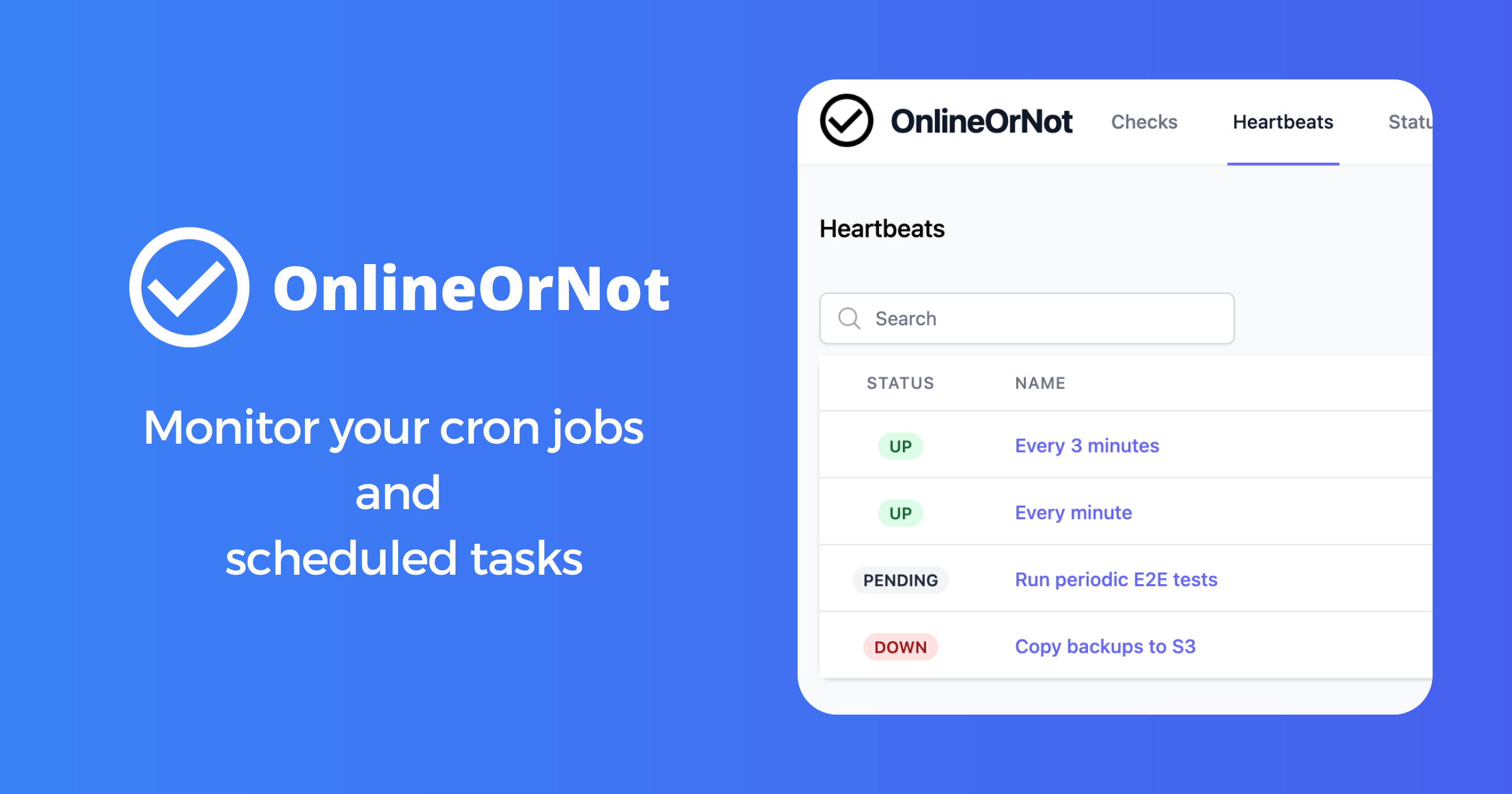Screenshot of onlineornot heartbeat