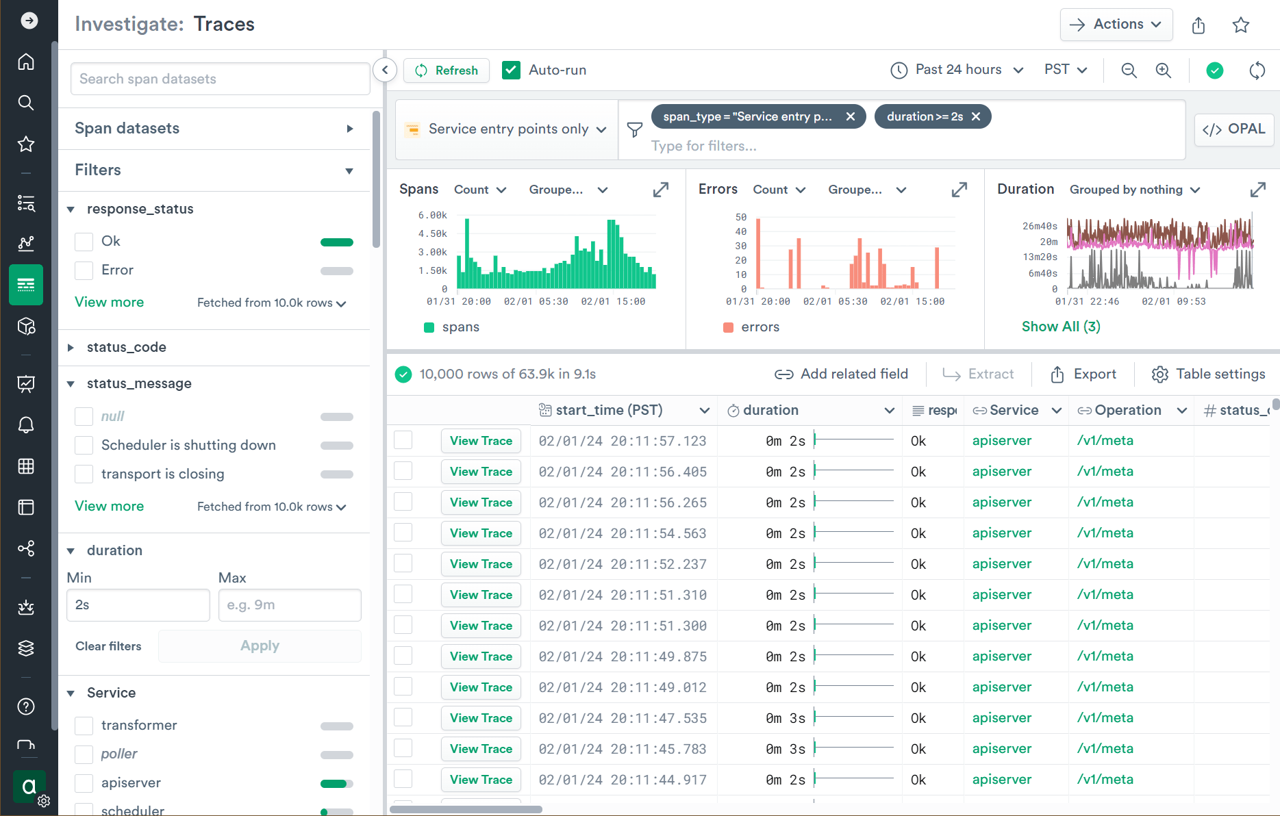 SCREENSHOT: Observe infrastructure monitoring dashboard