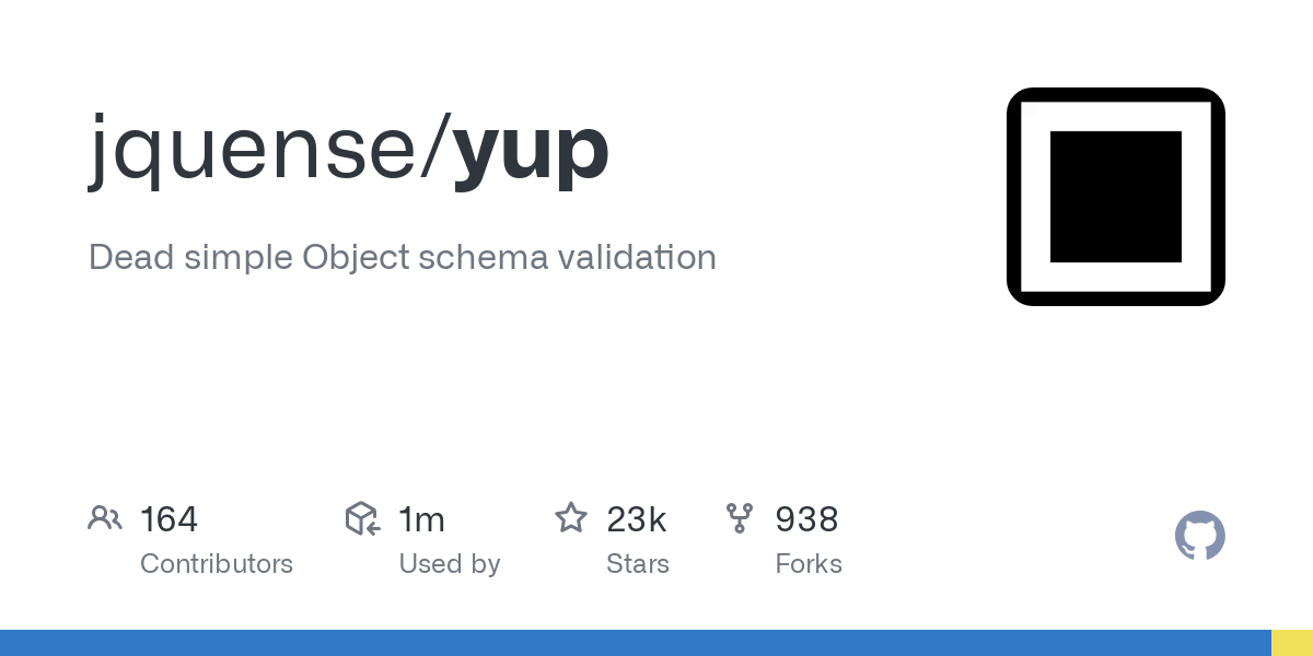 Screenshot of Yup Github page