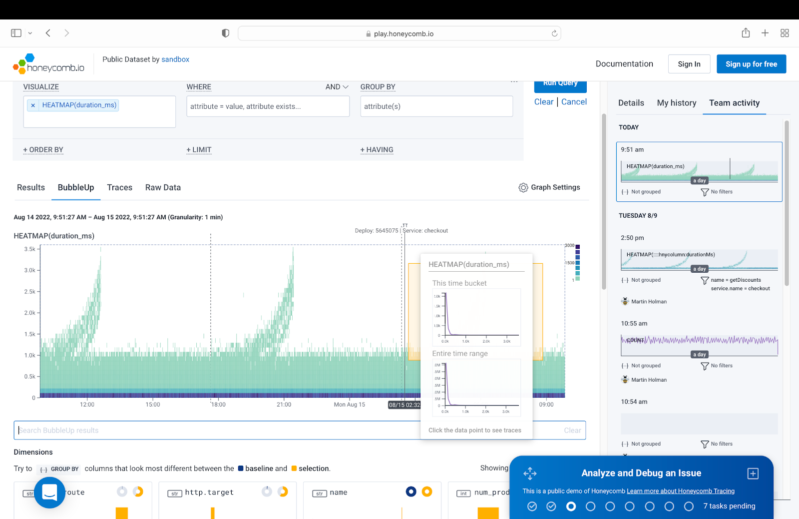 Screenshot of Honeycomb dashboard