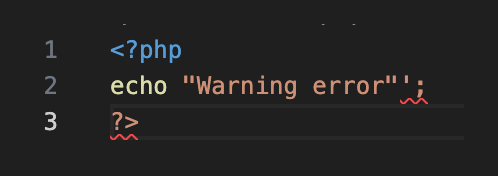Screenshot of a linter flagging parse error