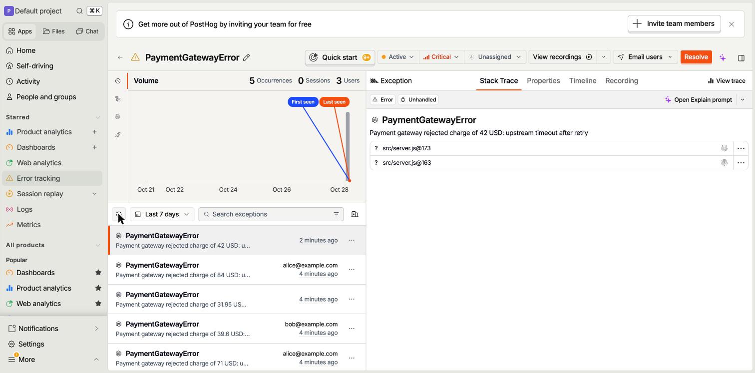 PostHog second payment issue with the same frames and no vendor frames