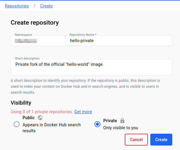 Create repository form