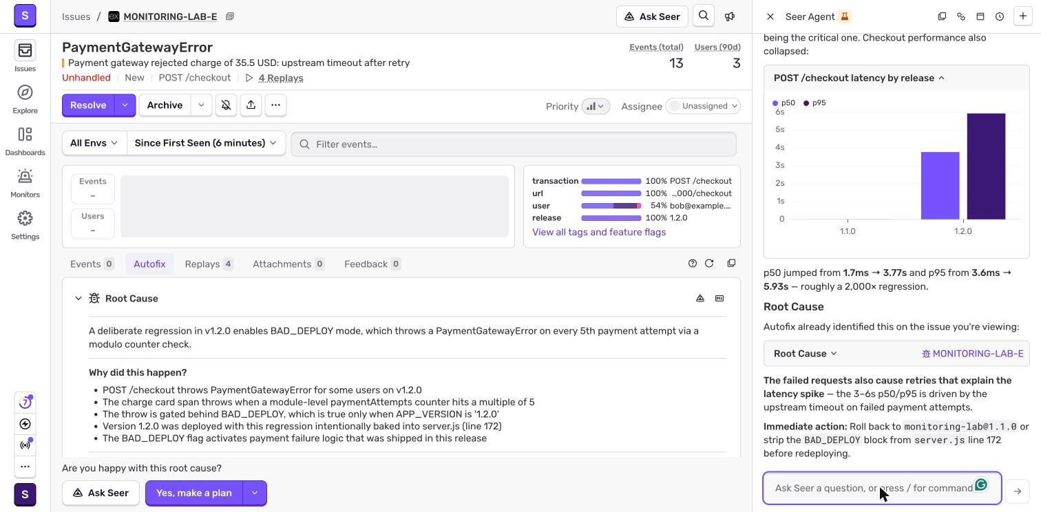Seer Agent answer about the 1.2.0 regression