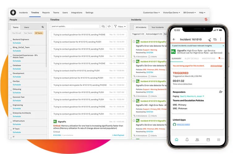 SCREENSHOT: Splunk On-Call incident timeline and collaboration view