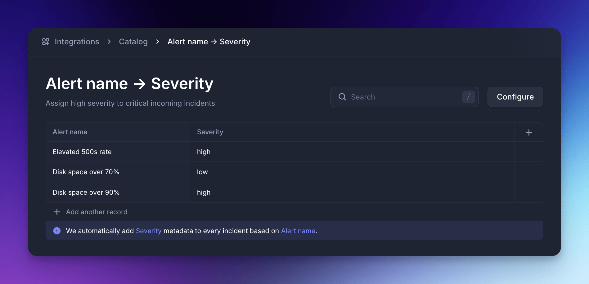 Catalog relation values