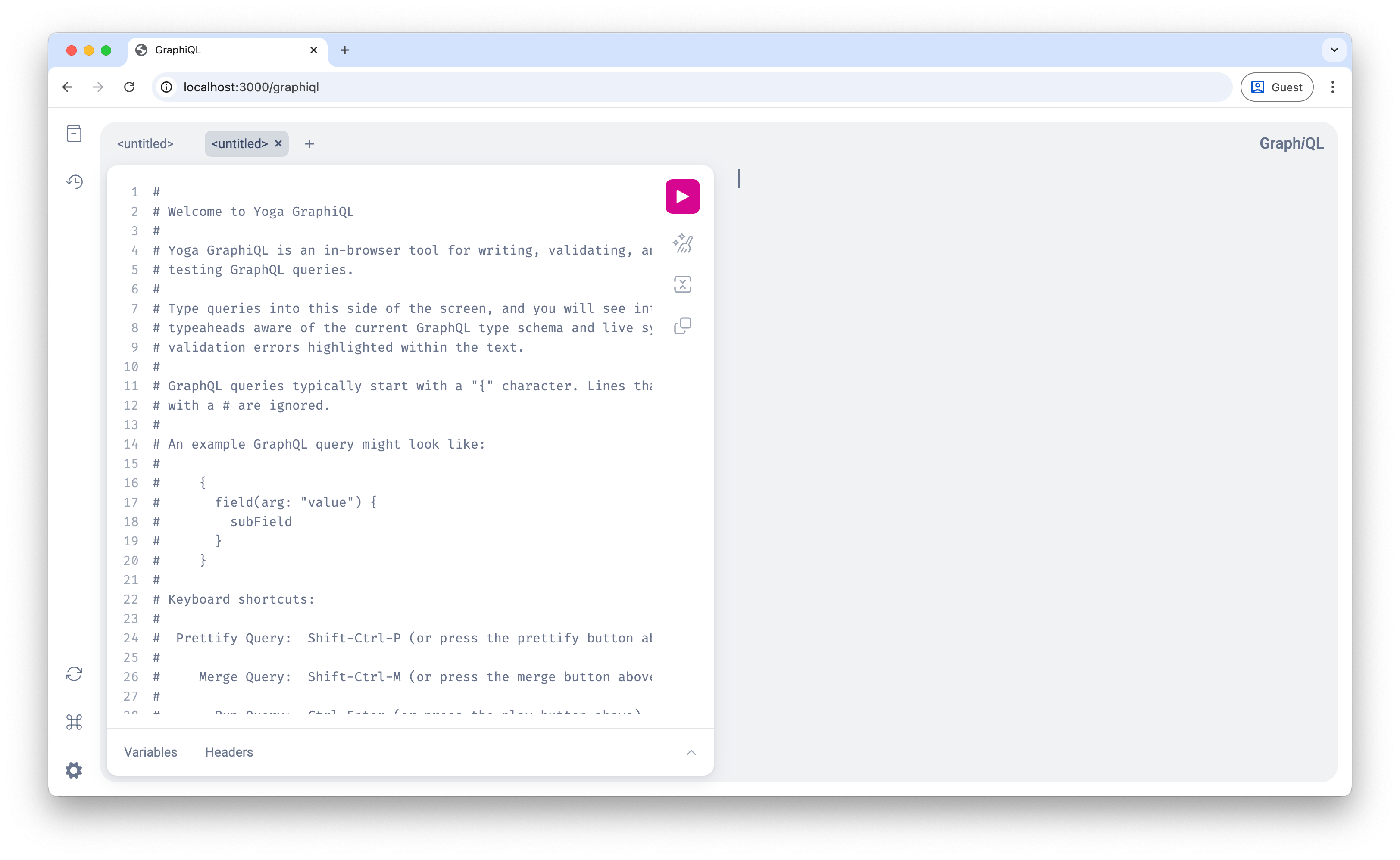 Screenshot of GraphiQL interface with Fastify GraphQL