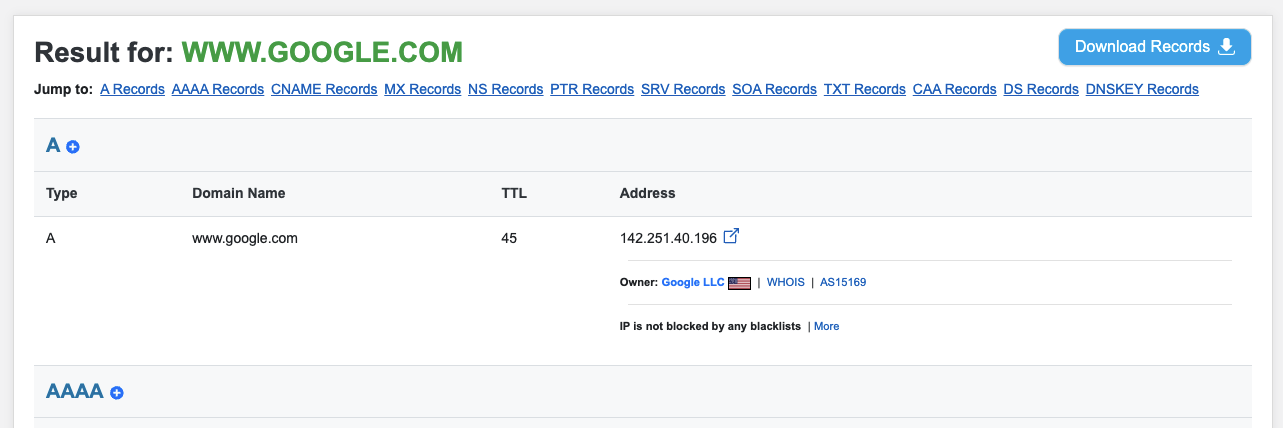 DNS checker tool