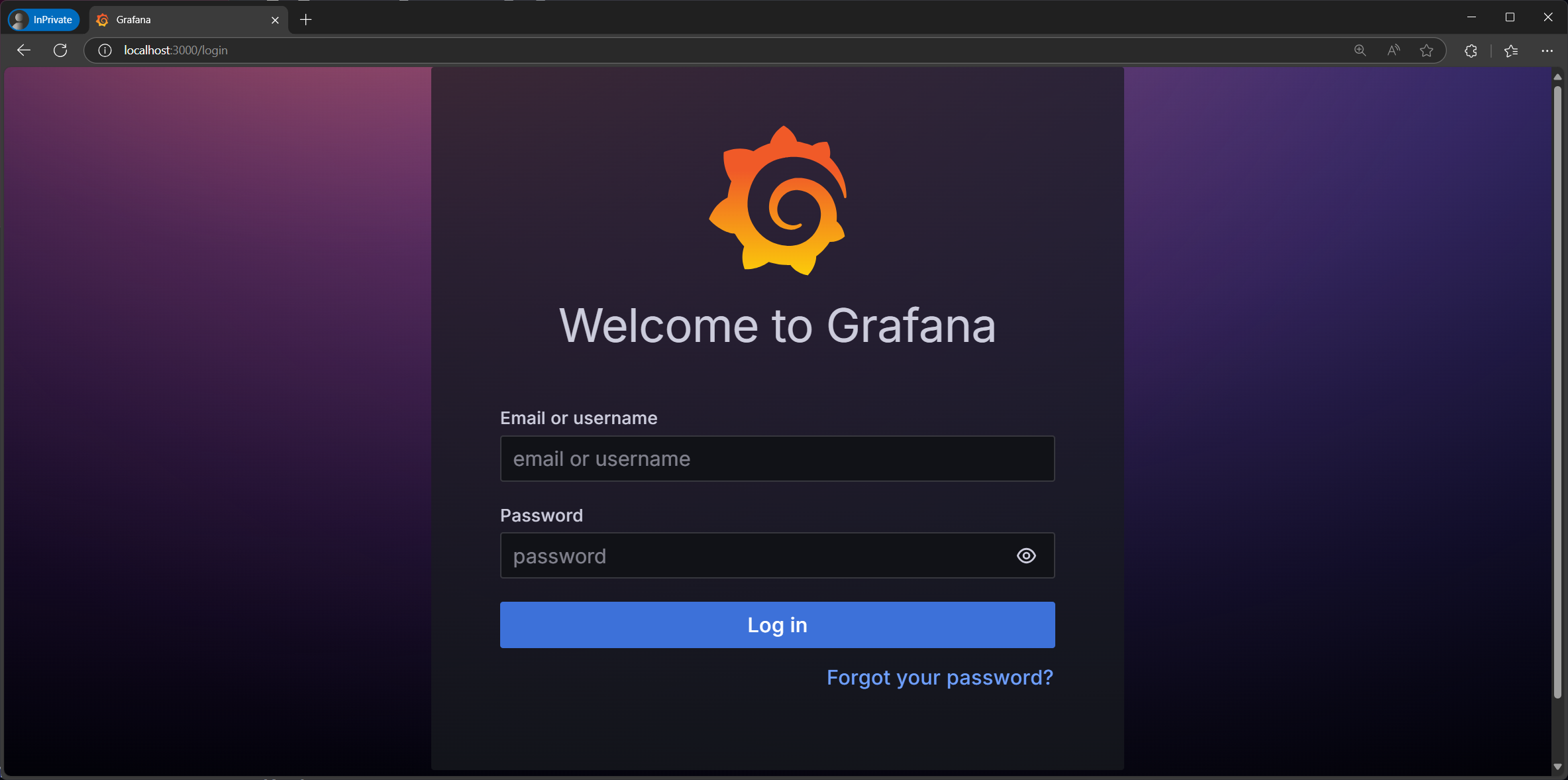GRAFANA LOGIN SCREENSHOT