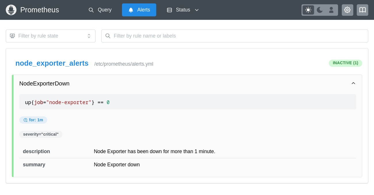 Prometheus alerts interface