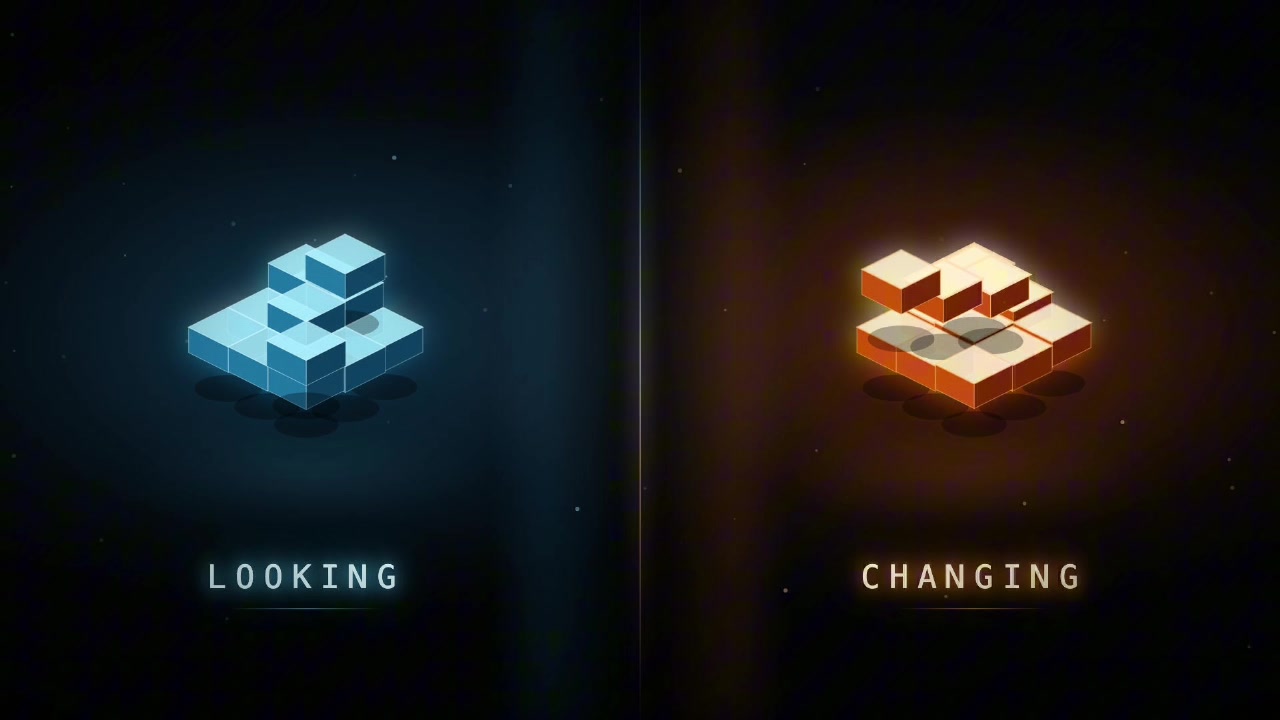 A clear graphic distinguishing between "Looking" actions (represented by cool, blue colors) and "Changing" actions (represented by warm, orange colors).