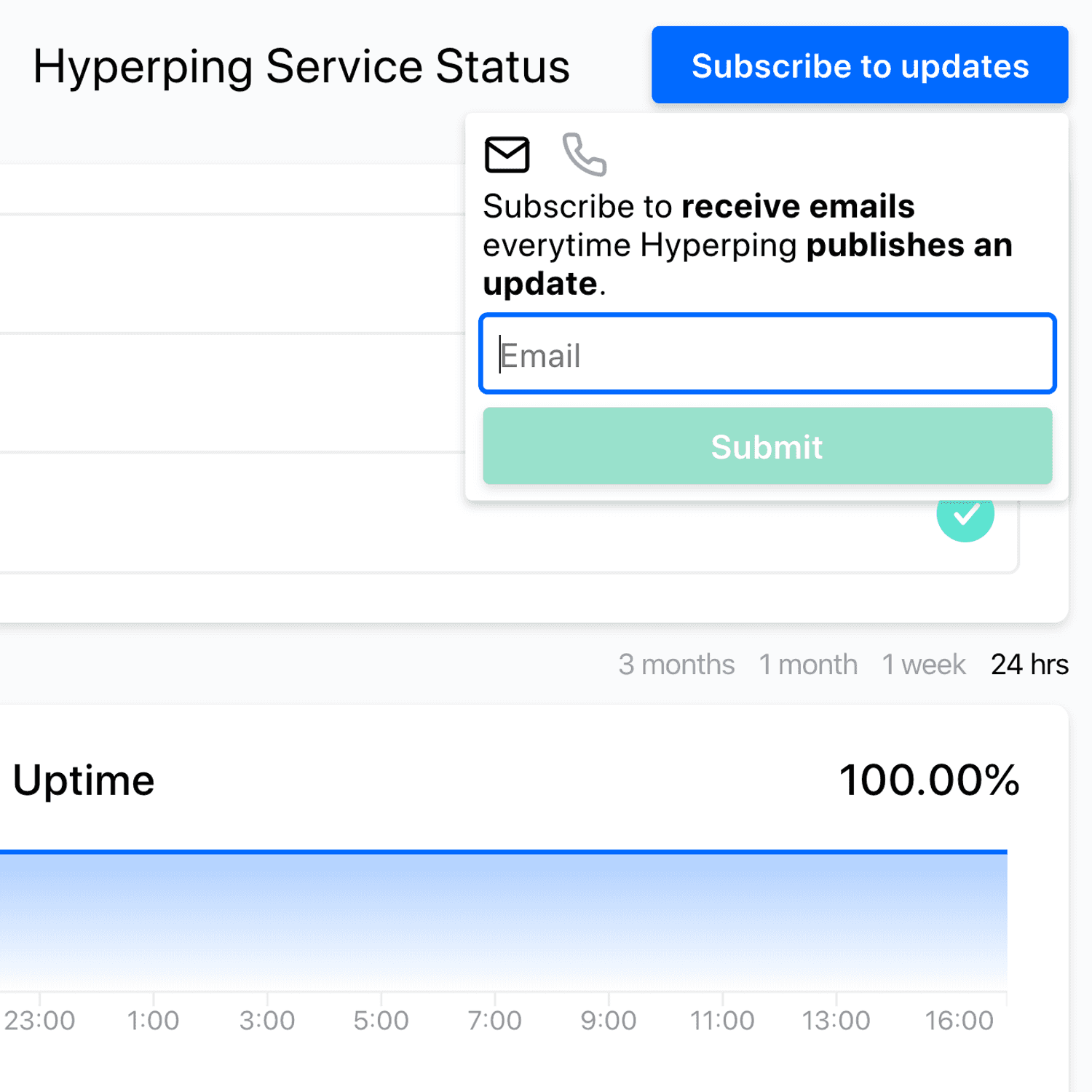 SCREENSHOT: Hyperping status page subscriber settings