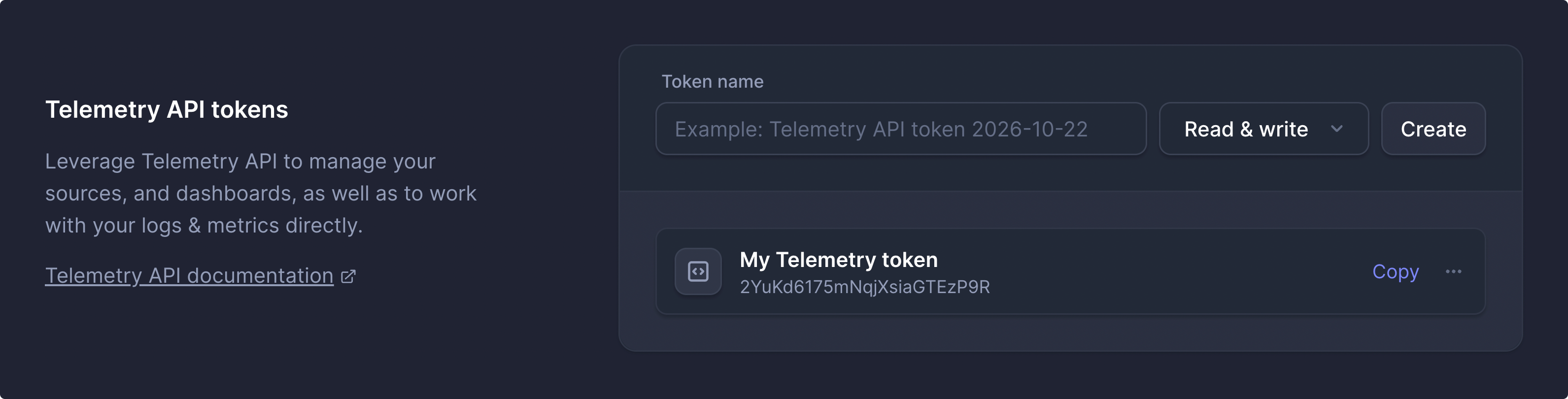 Telemetry API Token