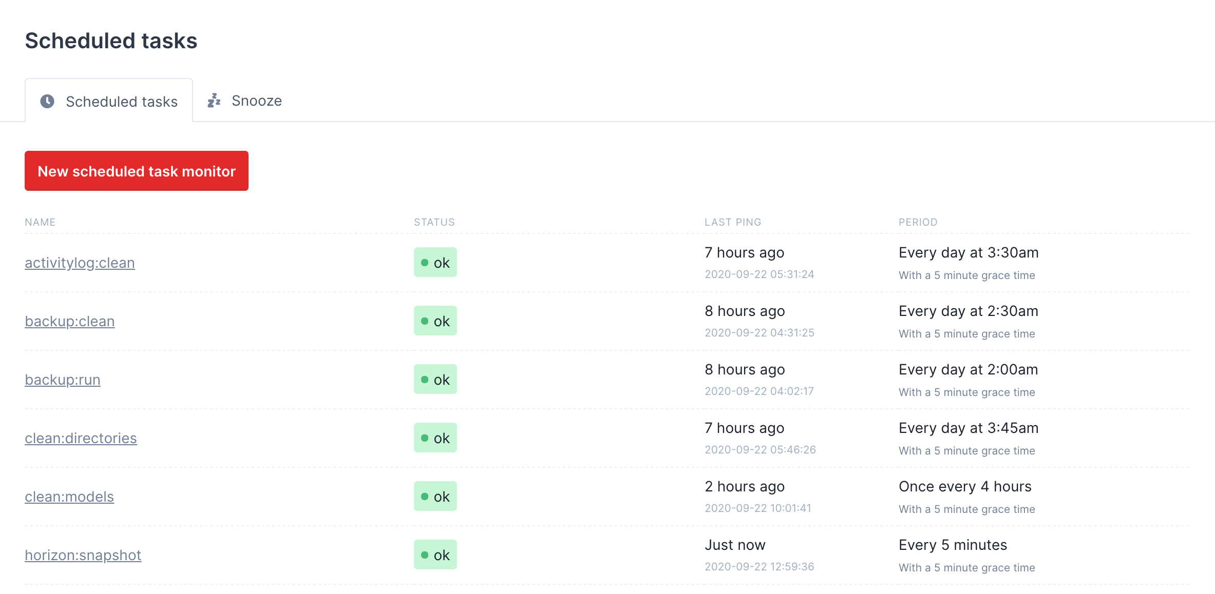 Screenshot of cron_example_listing