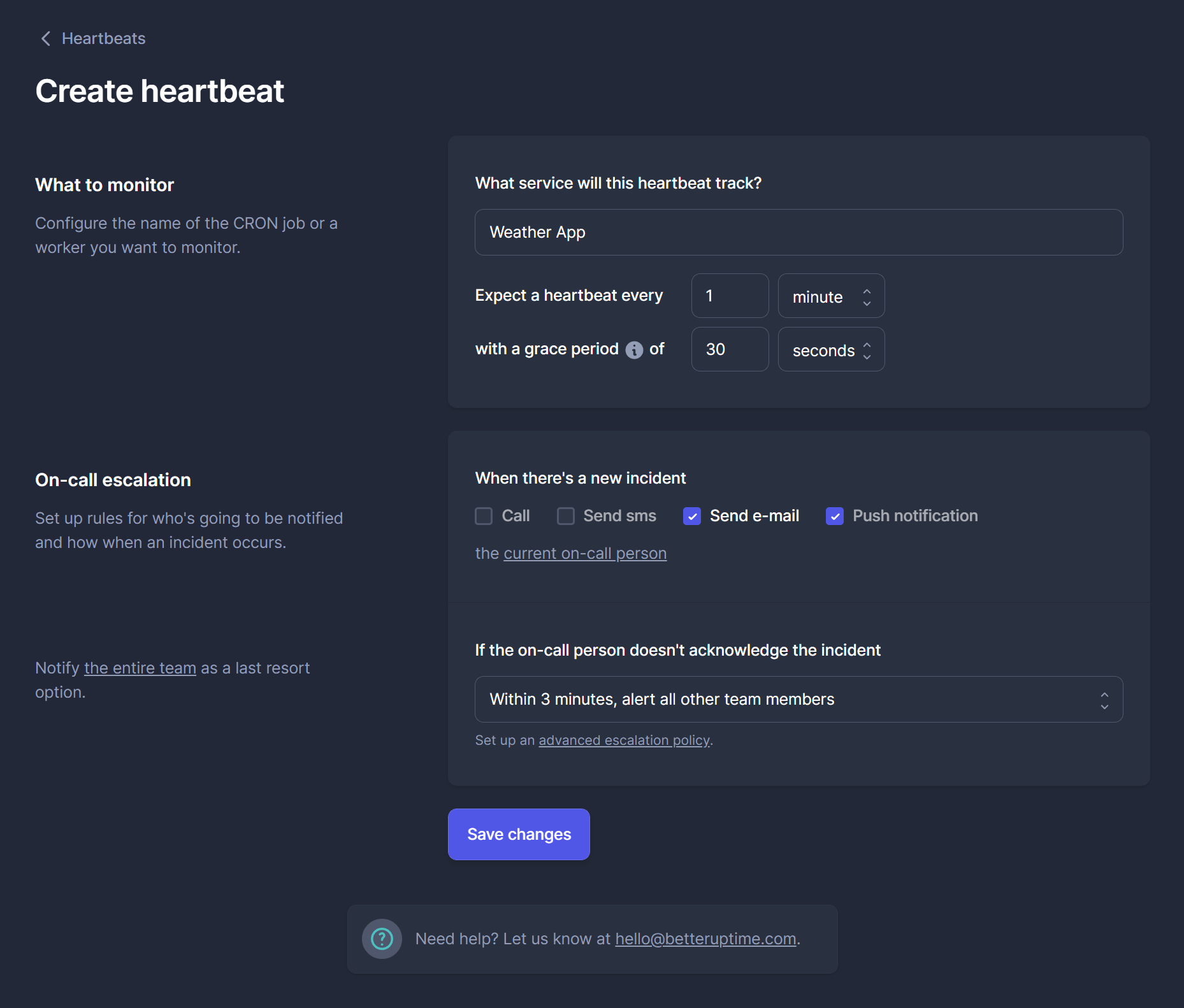 Better Uptime create heartbeat