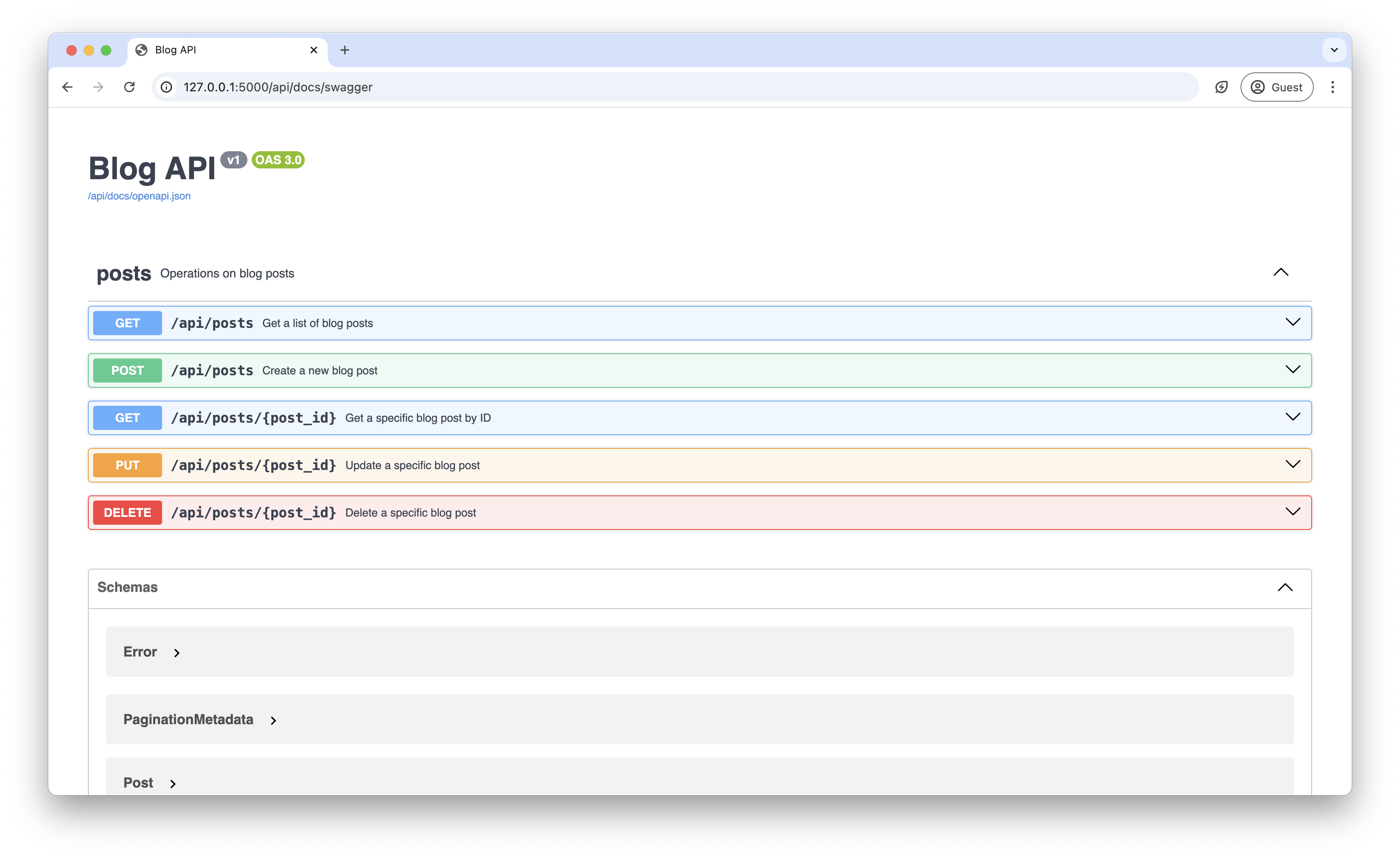 Screenshot of the Delete endpoingin the documentation