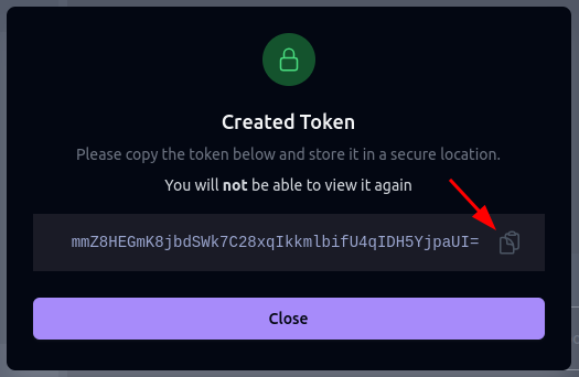 Flipt created token modal