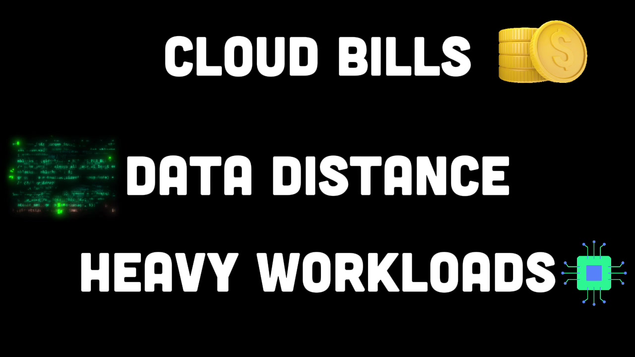 Graphic illustrating the three primary challenges MinIO addresses: unpredictable cloud bills, data distance causing latency, and heavy workloads like AI and ML