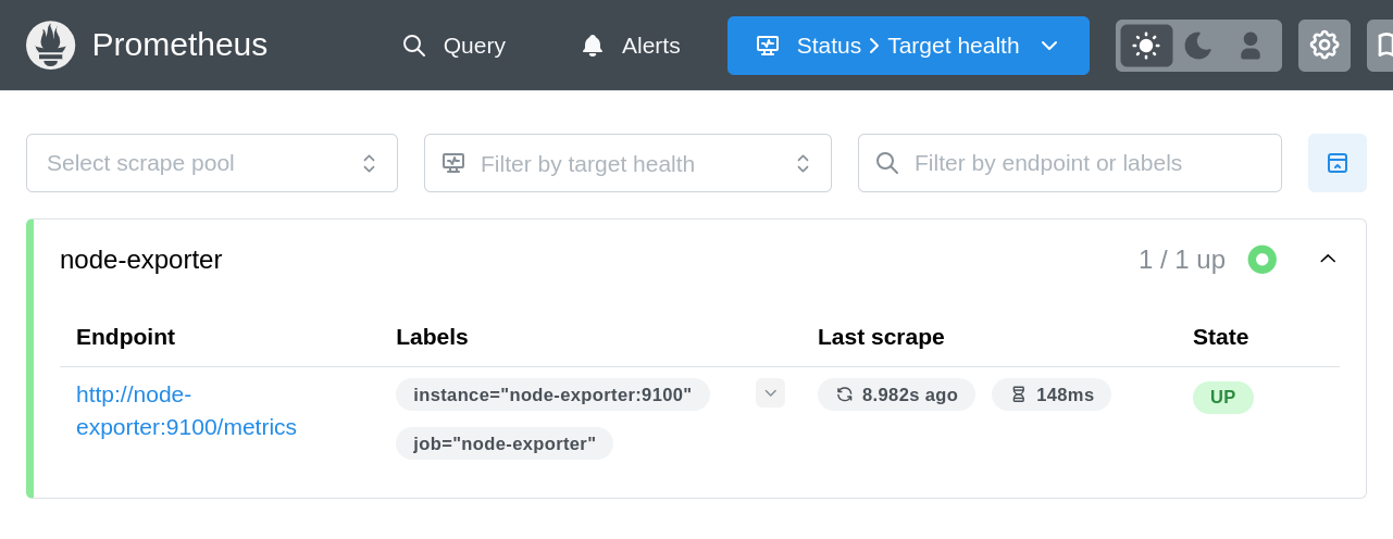 Node exporter being scraped in Prometheus