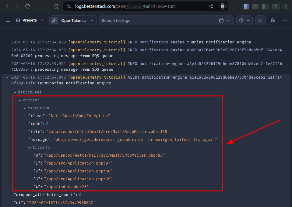 exception context