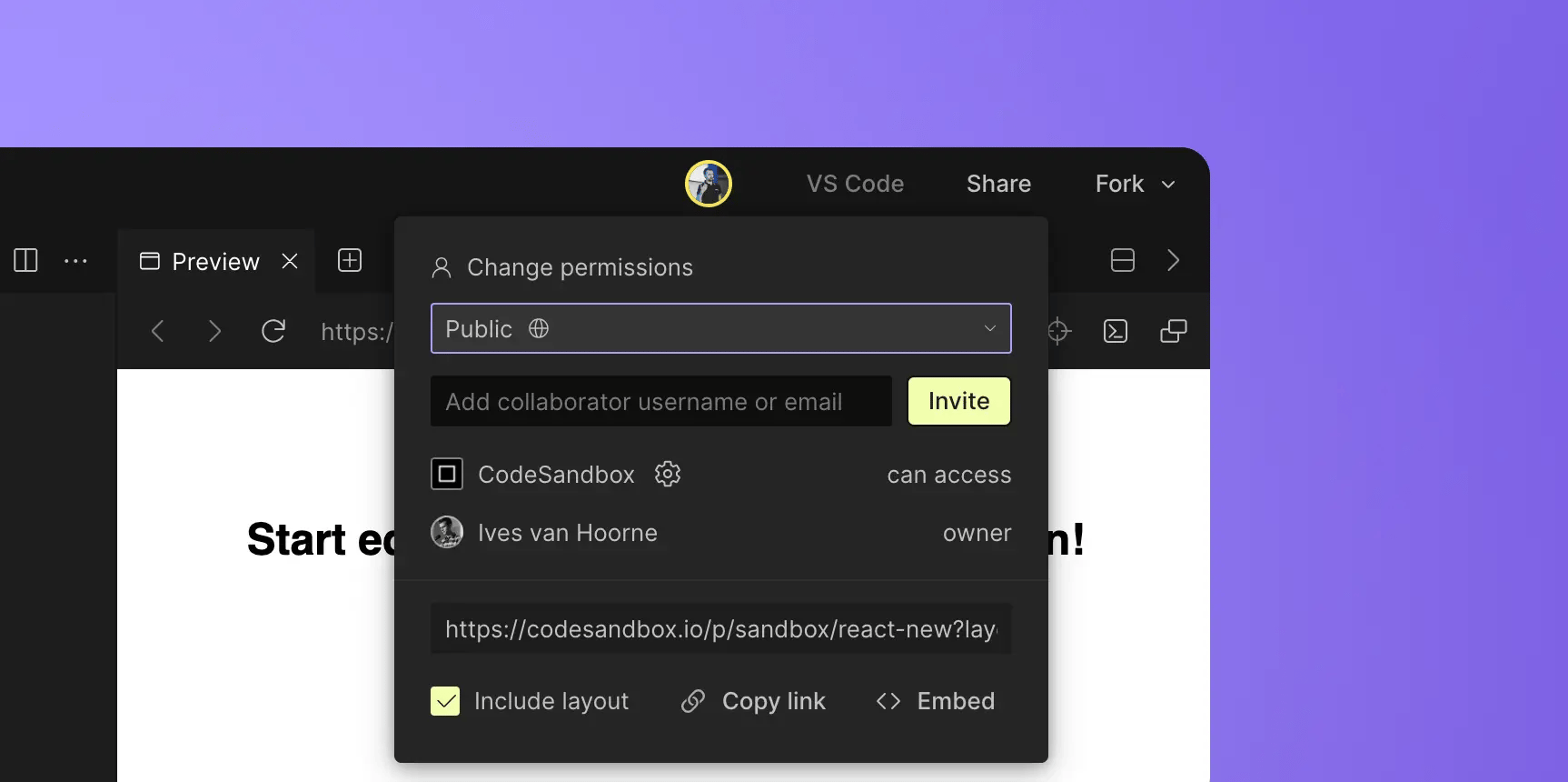 CodeSandbox screenshot