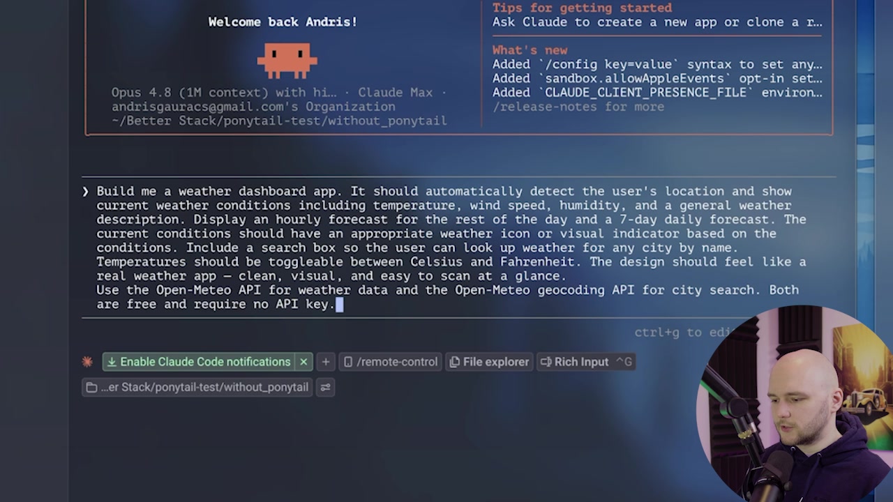 A close-up of the detailed, multi-line prompt used to test the AI agents in the weather app demonstration.