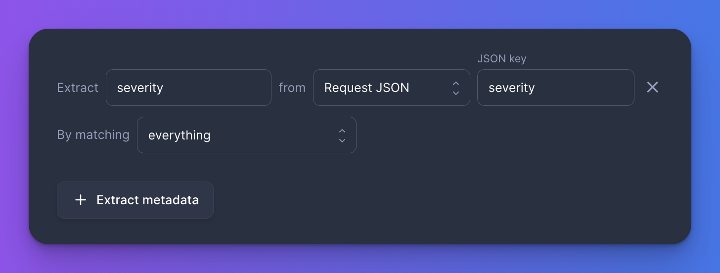 Screenshot of extracting severity in webhook integration