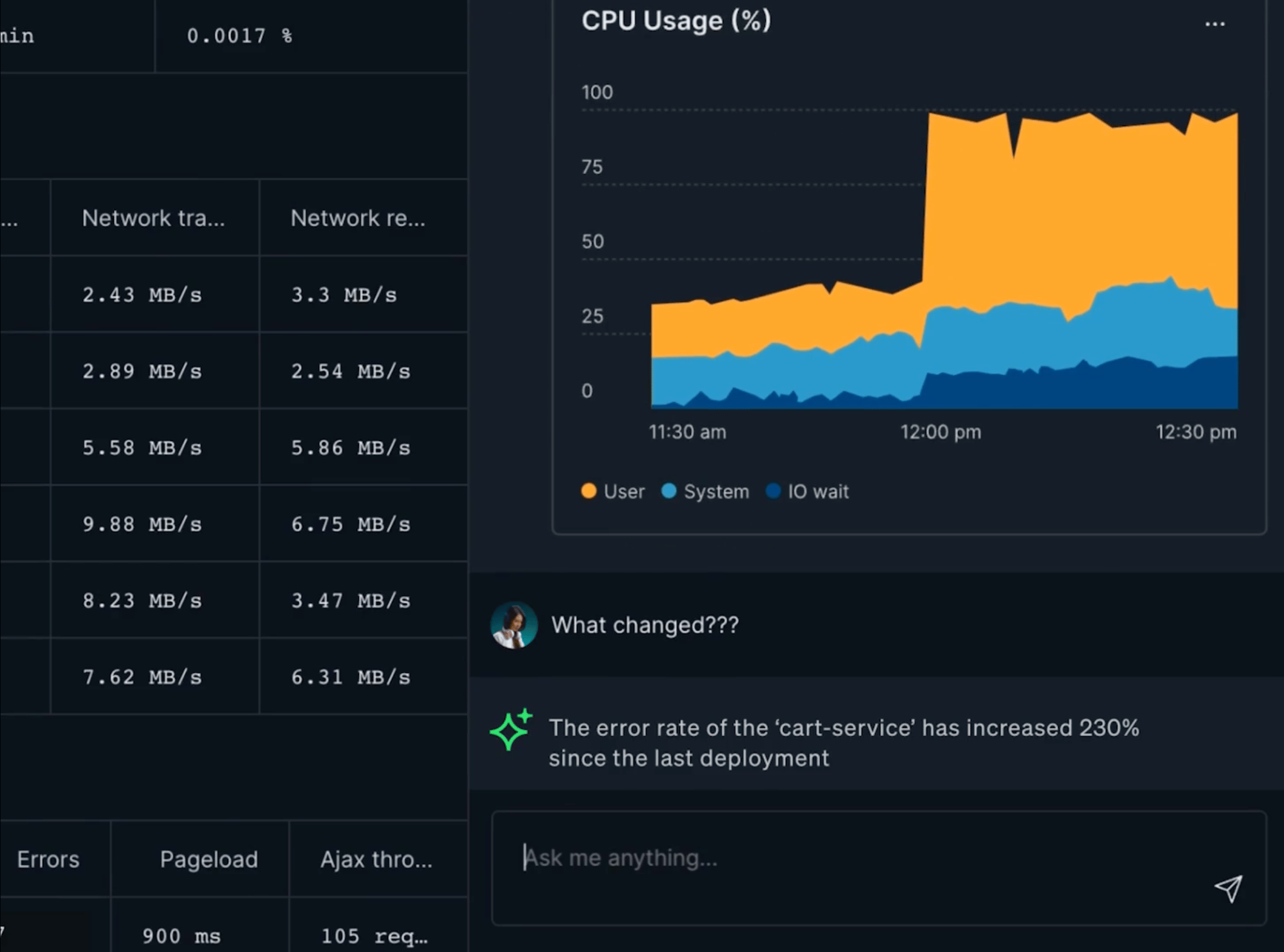 Screenshot of New Relic's AI Observability