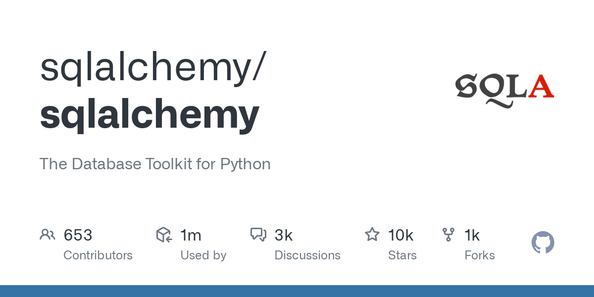 Screenshot of SQLAlchemy Github page