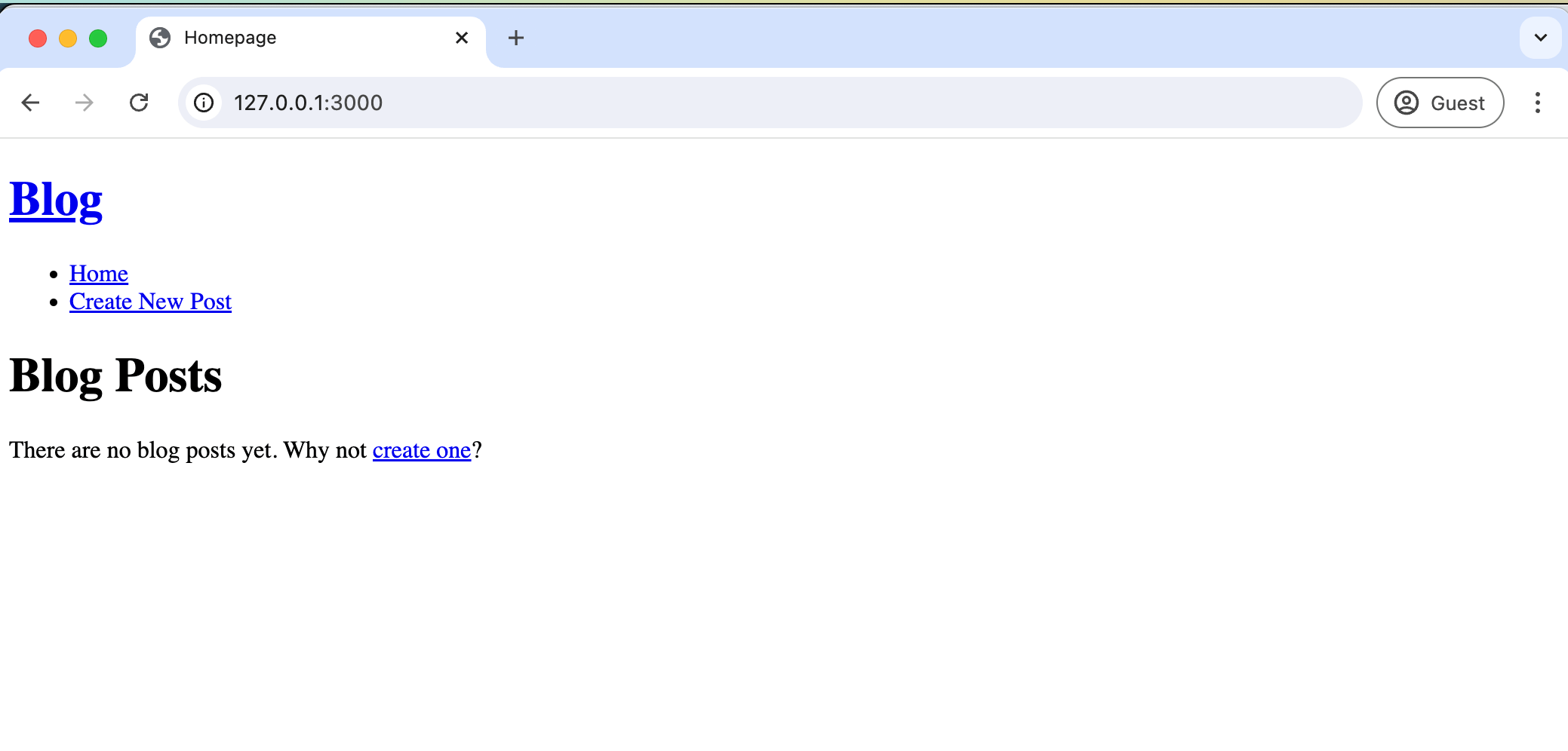 Screenshot of rendered template