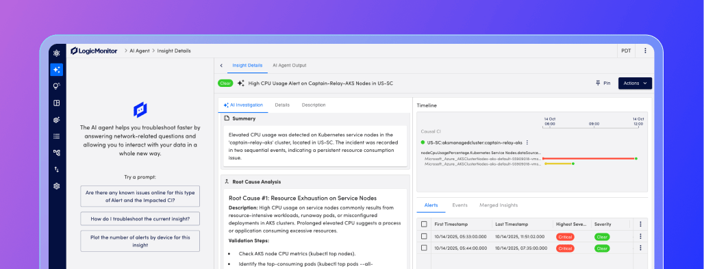 Screenshot of LogicMonitor Edwin AI