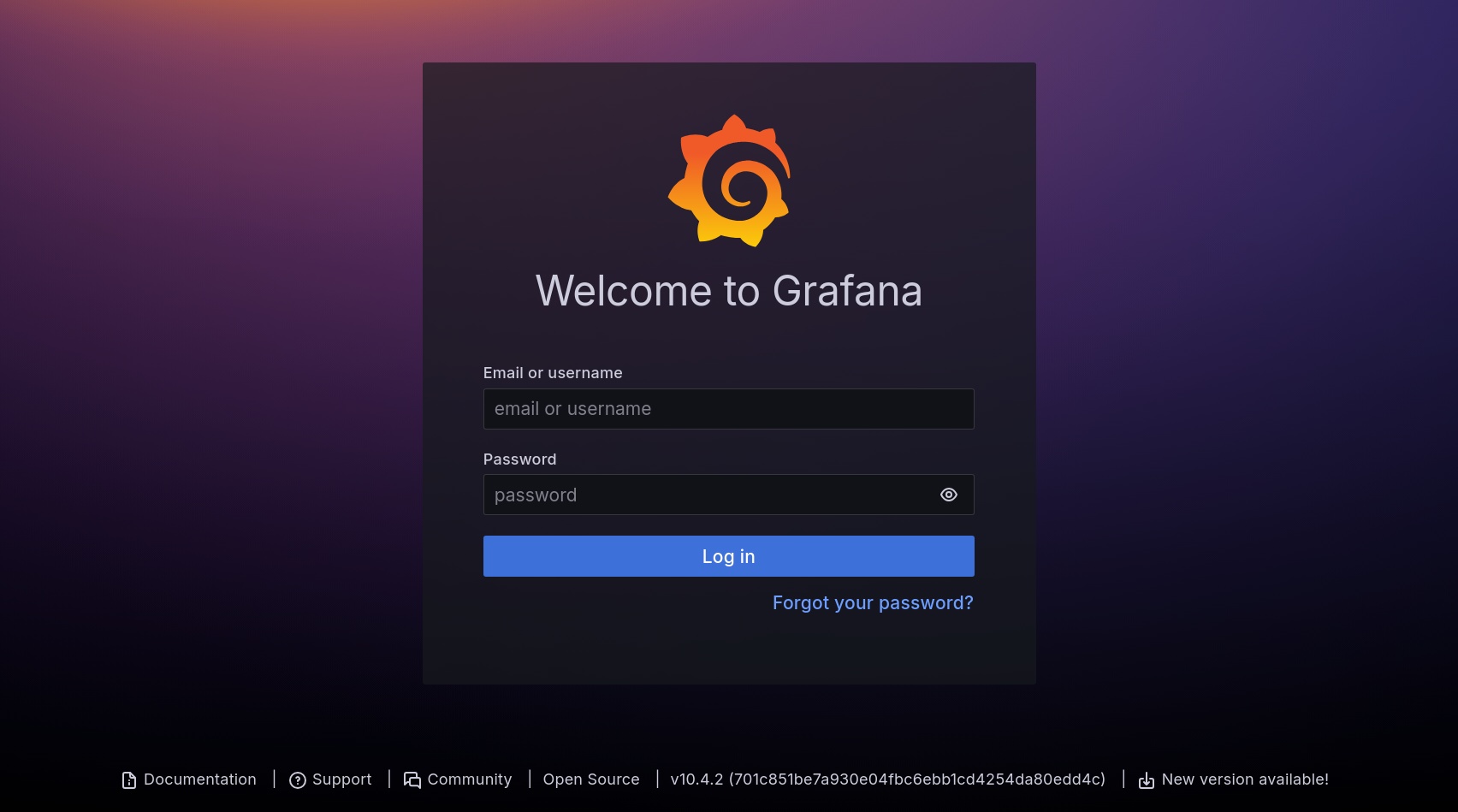 Grafana login page