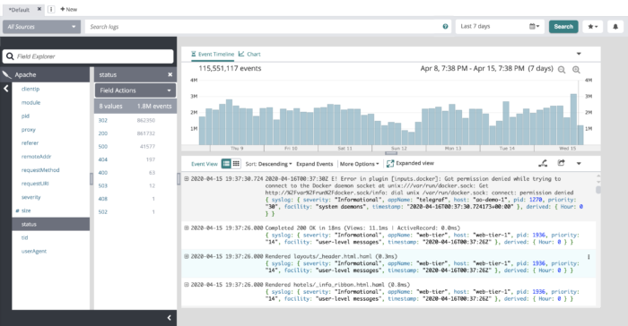 SCREENSHOT: Loggly Dynamic Field Explorer
