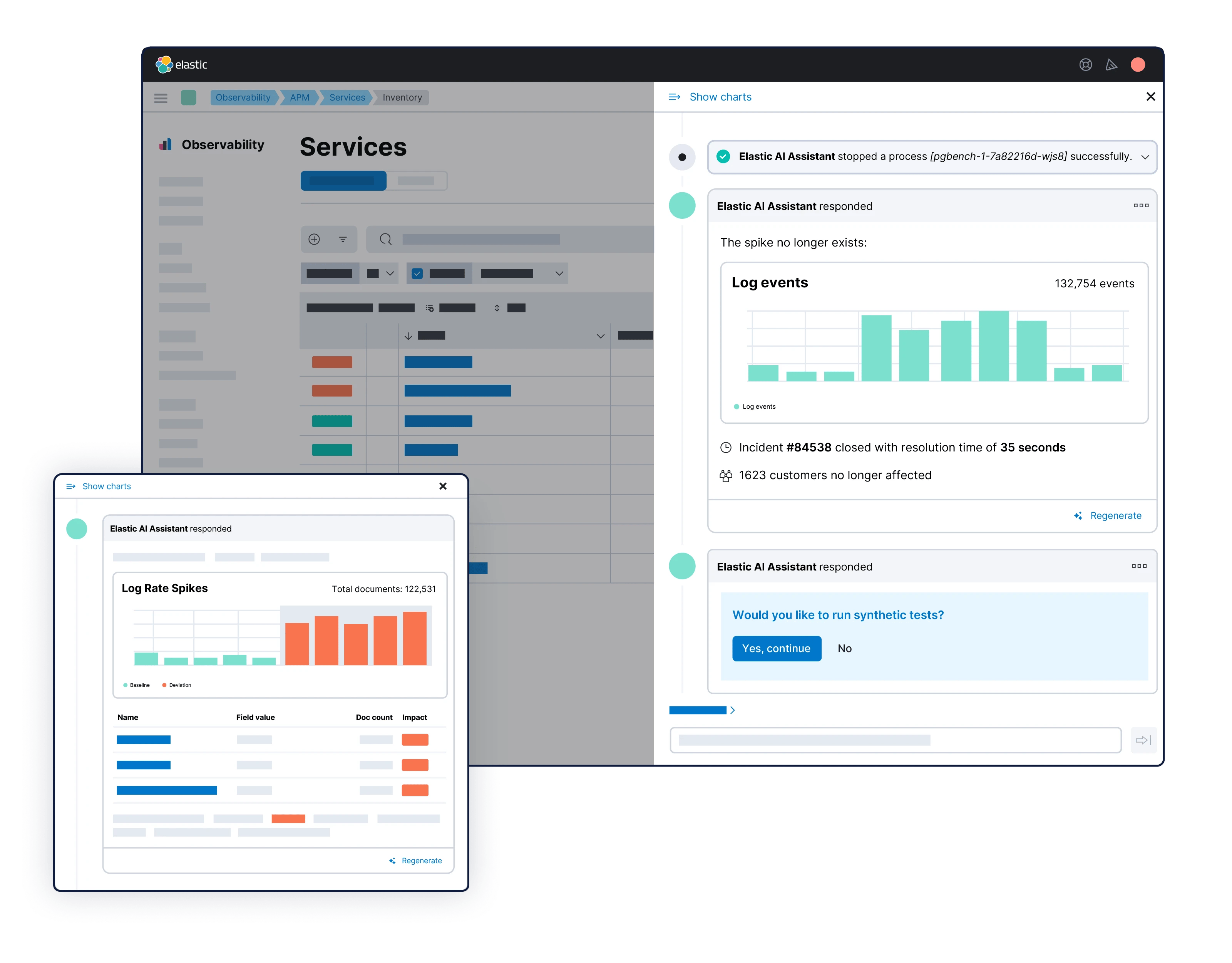 Screenshot of Elastic observability ai assistant