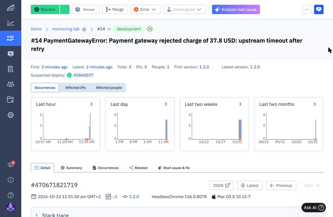 Rollbar PaymentGatewayError with the suspected 1.2.0 deploy
