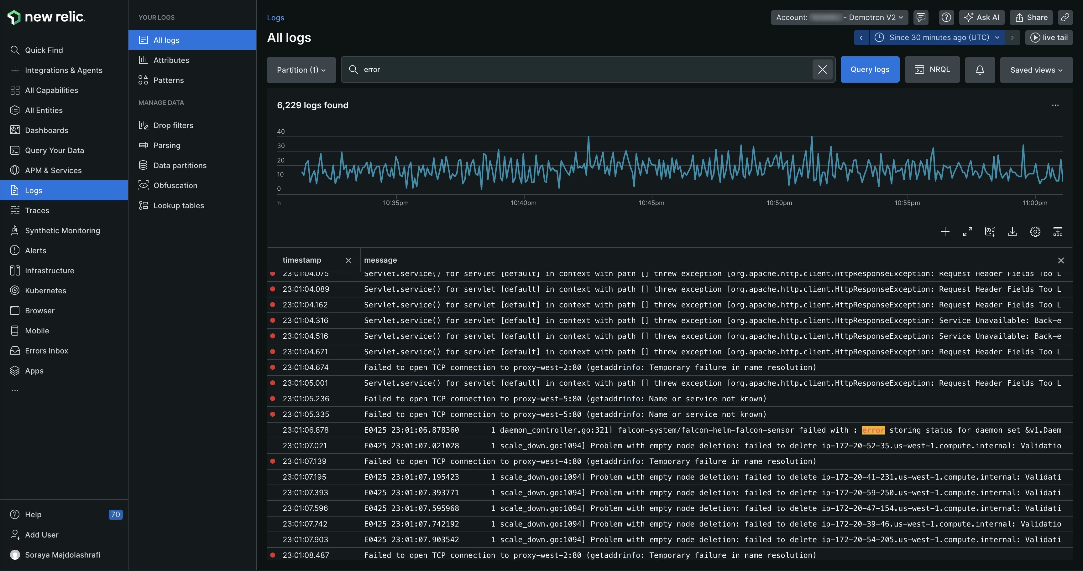New Relic makes 100% of ingested logs searchable